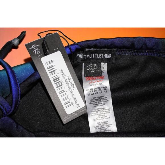 PrettyLittleThing Blue Abstract Tie Side Bikini Bottoms – Size 16 - Picture 5 of 7